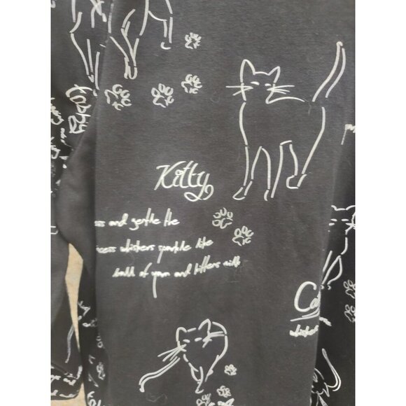 Alia Womens Top Cat Lovers Print with Rhinestones Size L - Picture 2 of 6